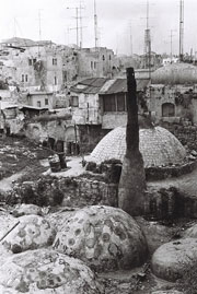 The roof of an old Turkish bath in the Muslim quarter, Old City , Jerusalem