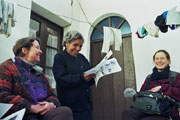 Juanita Iporre recognizing herself in the photos of 1970